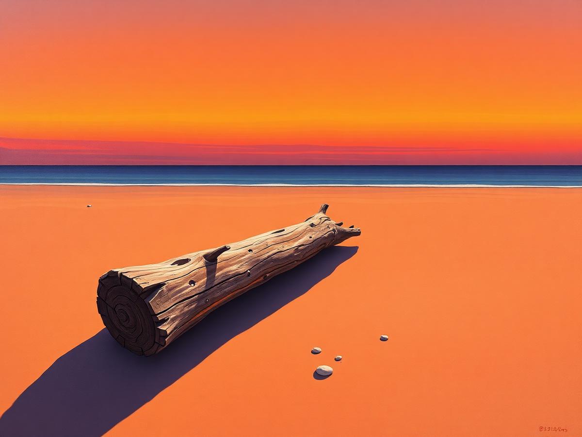 Lonesome Log, Oil on canvas by John Staniford